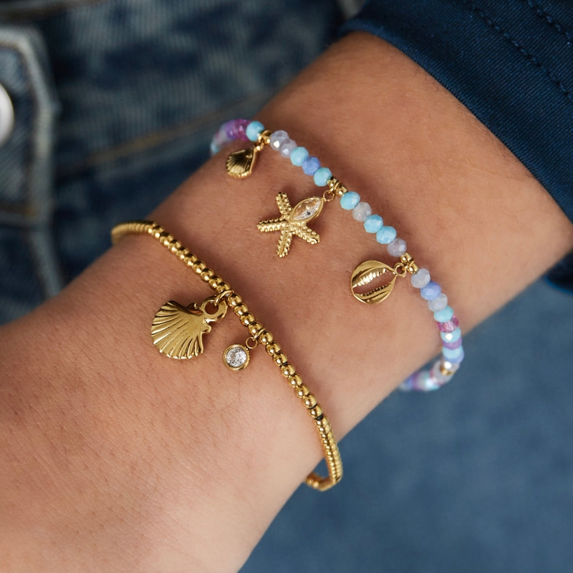 MUSCHEL ARMBAND GOLD