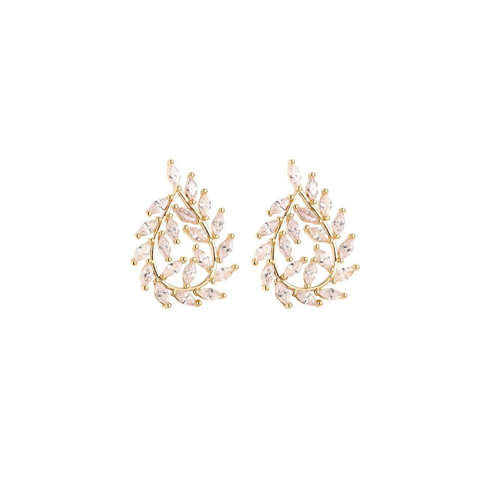 DIAMOND LEAF OHRRINGE GOLD