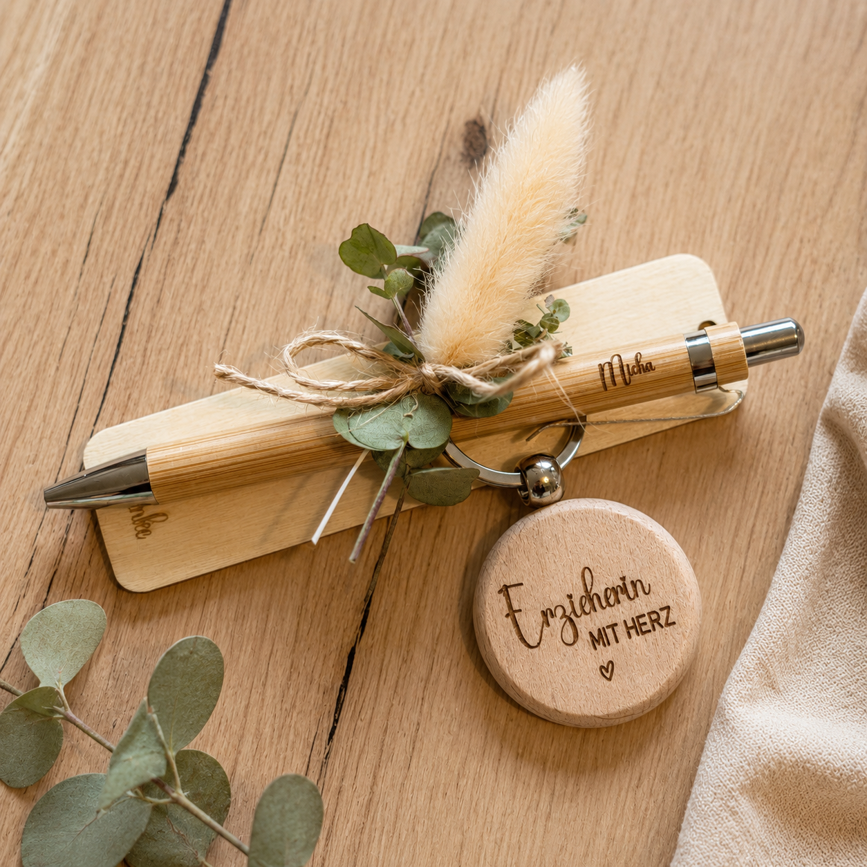 PERSONALISIERTES GESCHENK SET | KUGELSCHREIBER & SCHLÜSSELANHÄNGER MIT NAME | GESCHENK FÜR ABSCHIED KITA & SCHULE | GASTGESCHENKE