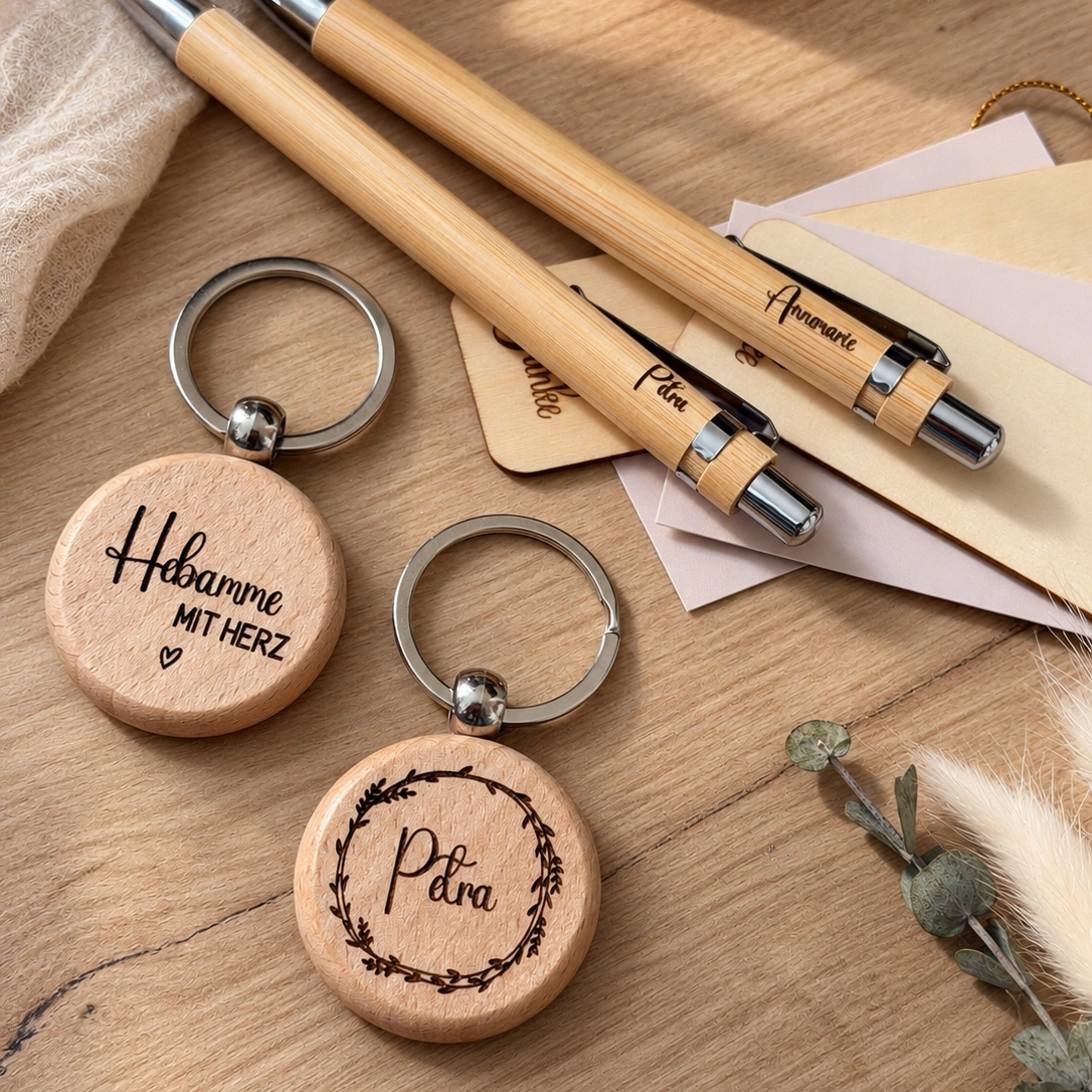 PERSONALISIERTES GESCHENK SET | KUGELSCHREIBER & SCHLÜSSELANHÄNGER MIT NAME | GESCHENK FÜR ABSCHIED KITA & SCHULE | GASTGESCHENKE